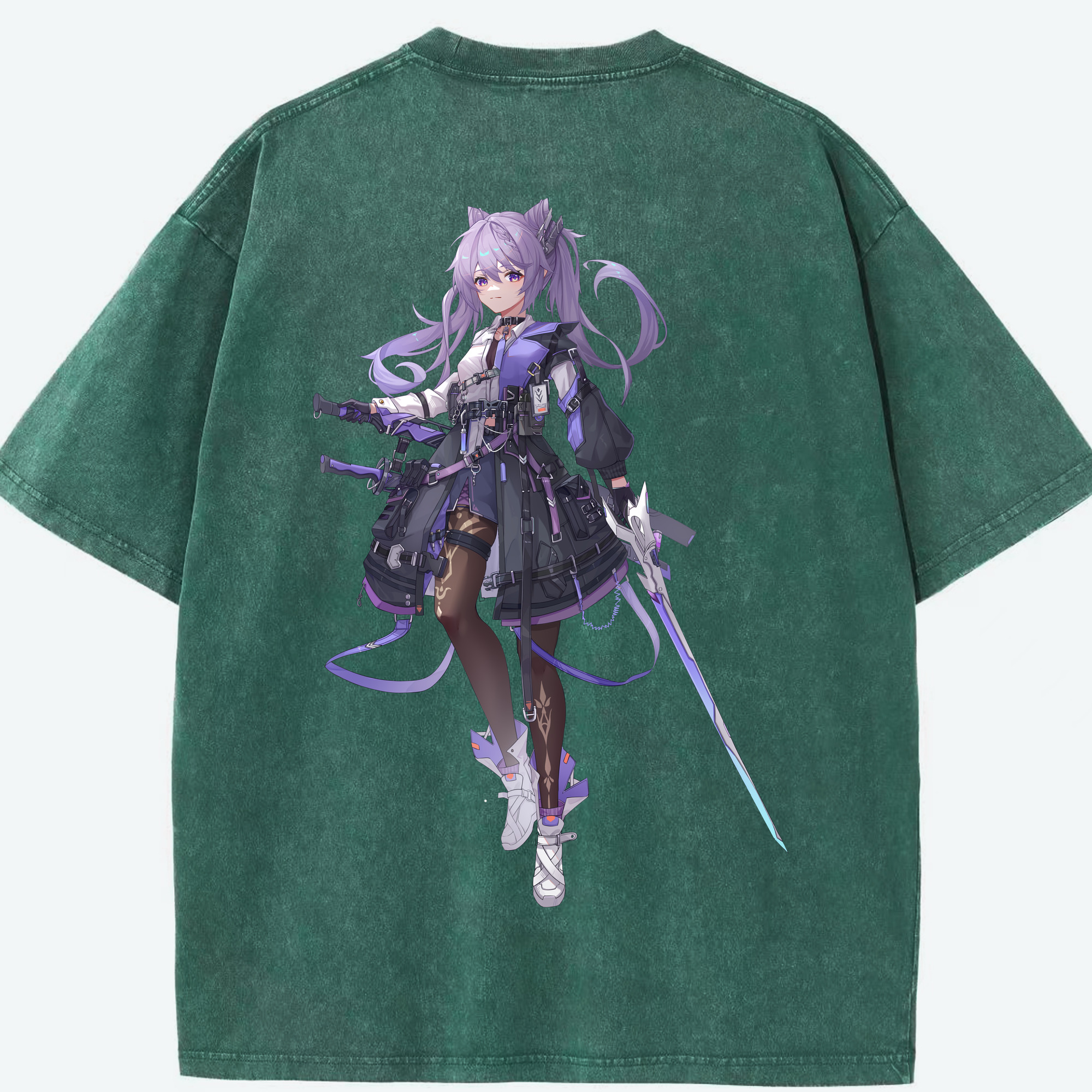 げんし神 刻晴 こくせい genshin Kokusei 綿100% ヴィンテージ風 半袖Tシャツ（背面プリント）